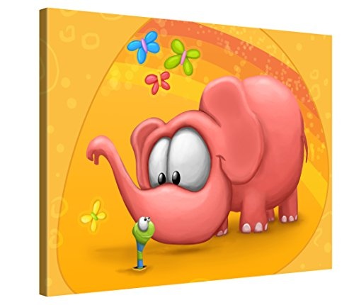 Gallery of Innovative Art Premium Leinwanddruck 40x30 cm - Elephant Meet Worm - Kunstdruck Auf Leinwand Auf 2cm Holz-Keilrahmen Für Schlaf- Und Kinderzimmer Von TooshToosh - Kinder Kollektion