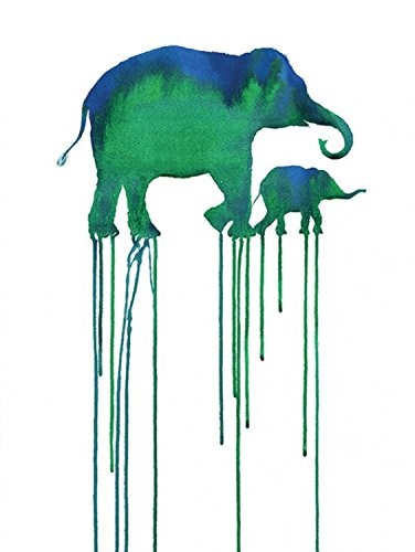 1art1 107662 Elefanten - Asian Elephants, Oliver Flores Poster Leinwandbild Auf Keilrahmen 40 x 30 cm