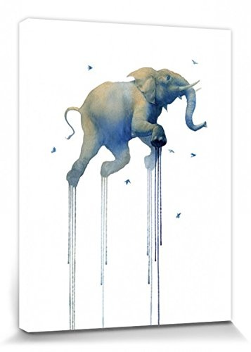 1art1 107634 Elefanten - Journey 1 Elephant, Oliver Flores Poster Leinwandbild Auf Keilrahmen 80 x 60 cm