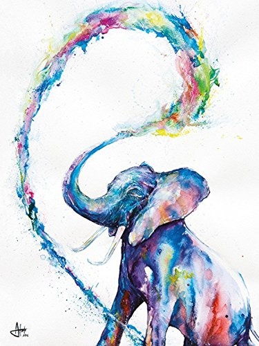 1art1 102544 Elefanten - Elephant, Marc Allante Poster Leinwandbild Auf Keilrahmen 80 x 60 cm