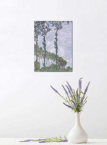 LVLUOYE Premium Vlies leinwandbilder Bild - Handgemaltes Ölgemälde - Claude Monet Pappel und Wind - Kopieren Sie das Gemälde des berühmten Meisters,80x60cm