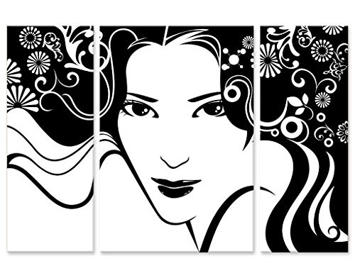 Leinwandbild Frühlingsportrait Triptychon II Frau Gesicht Erotik Blüten Wind, Leinwand, Leinwandbild XXL, Leinwanddruck, Wandbild