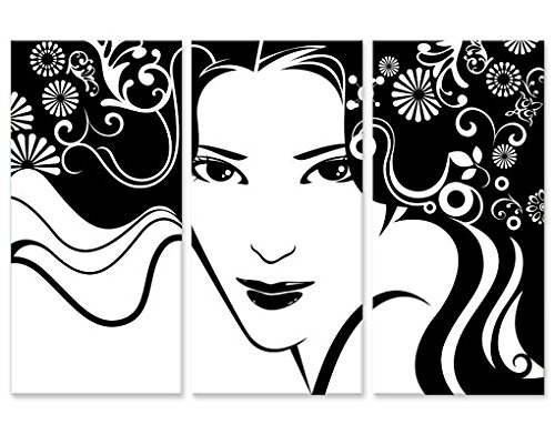 Leinwandbild Frühlingsportrait Triptychon I Frau Gesicht Erotik Blüten Wind, Leinwand, Leinwandbild XXL, Leinwanddruck, Wandbild