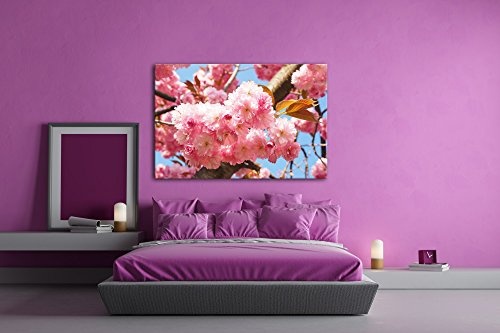 deyoli Japanische Kirschblüten Format: 60x40 als Leinwandbild, Motiv fertig gerahmt auf Echtholzrahmen, Hochwertiger Digitaldruck mit Rahmen, Kein Poster oder Plakat