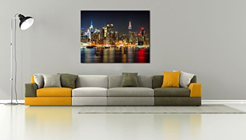 Gallery of Innovative Art Premium XXL Kunstdruck - Illuminated Manhattan New York - Leinwand auf 2cm Holz-Keilrahmen, 100x75cm