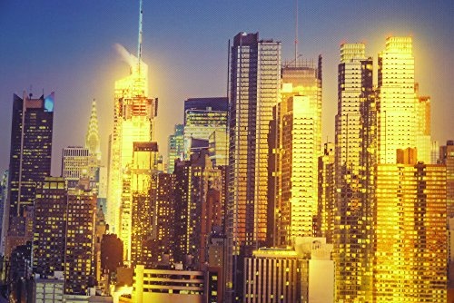 Dapo LED Leinwandbild New York oder Skyline 3D Wandbild mit Beleuchtung Bild 40x60cm Wanddekoration LED-Bild (Skyline 40x60cm)
