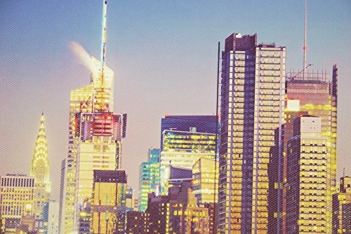 Dapo LED Leinwandbild New York oder Skyline 3D Wandbild mit Beleuchtung Bild 40x60cm Wanddekoration LED-Bild (Skyline 40x60cm)