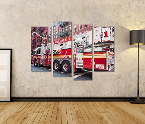 islandburner Bild Bilder auf Leinwand New York Fire Truck Feuerwehr Auto Poster, Leinwandbild, Wandbilder