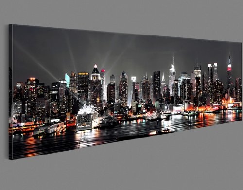 murando - Bilder 135x45 cm Vlies Leinwandbild 1 TLG Kunstdruck modern Wandbilder XXL Wanddekoration Design Wand Bild - Skyline New York NY Stadt City 030211-52