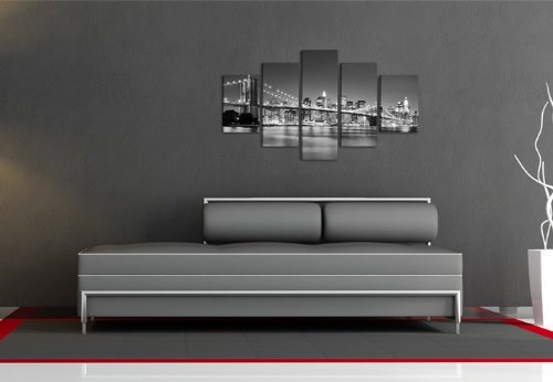 Bild auf Leinwand 100 cm Nr 6402 New York fertig gerahmte Bilder 5 Teile Marke original Visario Leinwandbilder