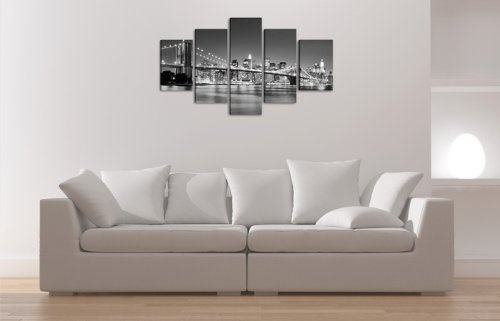 Bild auf Leinwand 100 cm Nr 6402 New York fertig gerahmte Bilder 5 Teile Marke original Visario Leinwandbilder