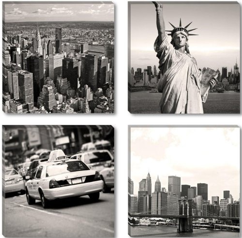 Visario Leinwandbilder 6605 Bild auf Leinwand New York USA, 4 x 30 x 30 cm, 4 Teile