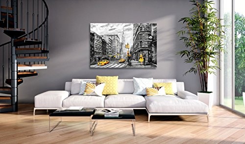 murando - Bilder New York 90x60 cm Vlies Leinwandbild 1 TLG Kunstdruck modern Wandbilder XXL Wanddekoration Design Wand Bild - Stad Manhattan Taxi schwarz weiß grau d-B-0173-b-a