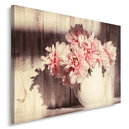 Feeby. Wandbild - 1 Teilig - 60x80 cm, Leinwand Bild Leinwandbilder Bilder Wandbilder Kunstdruck, BLUMEN, NATUR, ROSA