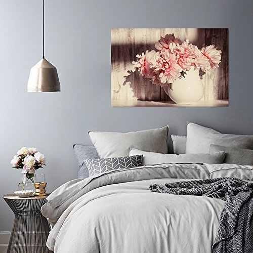 Feeby. Wandbild - 1 Teilig - 60x80 cm, Leinwand Bild Leinwandbilder Bilder Wandbilder Kunstdruck, BLUMEN, NATUR, ROSA