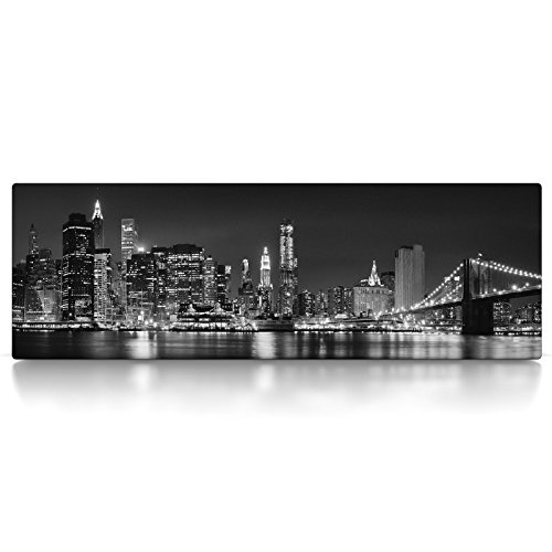 CanvasArts New York Skyline S/W - Leinwand Bild auf Keilrahmen (150x50 cm, einteilig)