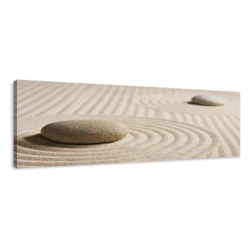 Visario Leinwandbilder 5704 Bild auf Leinwand Spa Sand, 120 x 40 cm