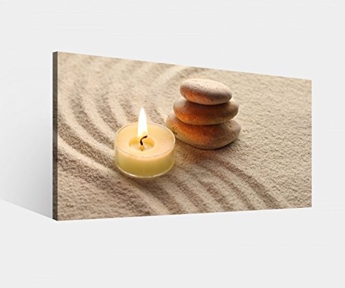 Leinwandbild Wellness Spa Feng Shui Sand Wüste Steine Kerze Leinwand Bild Bilder Wandbild Holz Leinwandbilder vom Hersteller 9W1187, Leinwand Größe 1:40x20cm