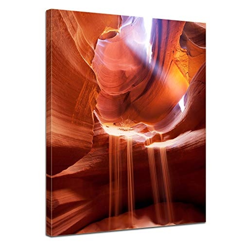 Wandbild - Antelope Canyon IV - Arizona USA - Bild auf Leinwand - 50x60 cm - Leinwandbilder - Landschaften - Amerika - Colorado - Slot Canyon - Sonnenstrahl - Sand