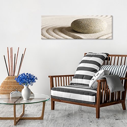 decomonkey Akustikbild Zen 120x40 cm cm 1 Teilig Bilder Leinwandbilder Wandbilder XXL Schallschlucker Schallschutz Akustikdämmung Wandbild Deko leise Stein Fengshui Sand