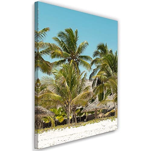 F FEEBY WALL DECOR Leinwandbild Sand Bild Kunstdruck Palmen Grün 40x60 cm