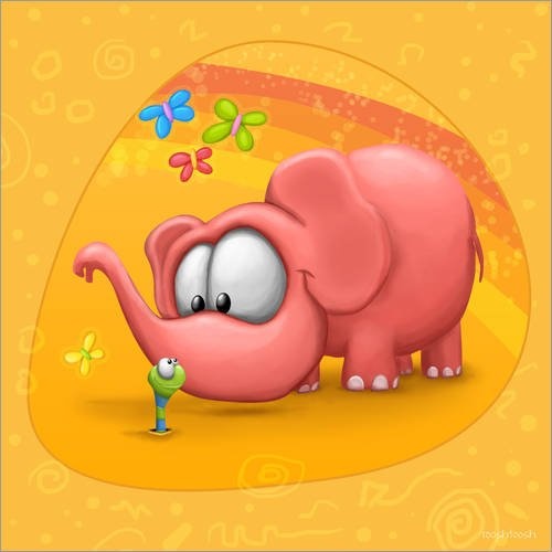 Posterlounge Leinwandbild 120 x 120 cm: MTLO Elefant von Tooshtoosh - fertiges Wandbild, Bild auf Keilrahmen, Fertigbild auf echter Leinwand, Leinwanddruck