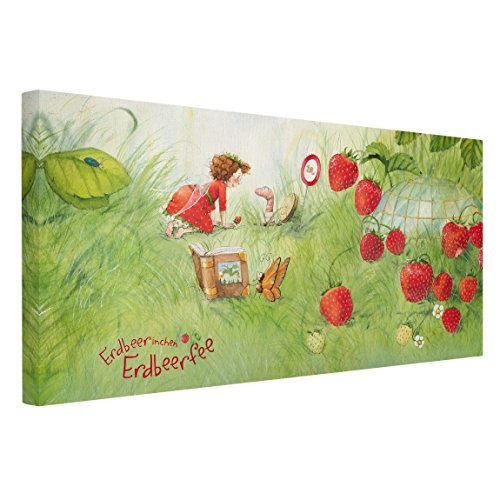Bilderwelten Leinwandbild Erdbeerinchen Erdbeerfee - Bei Wurm Zuhause - Quer 1:2, 80 x 160cm