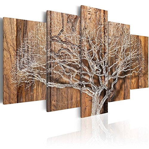 murando - Bilder 200x100 cm Vlies Leinwandbild 5 TLG Kunstdruck modern Wandbilder XXL Wanddekoration Design Wand Bild - Baum Holz Bretter b-C-0046-b-n