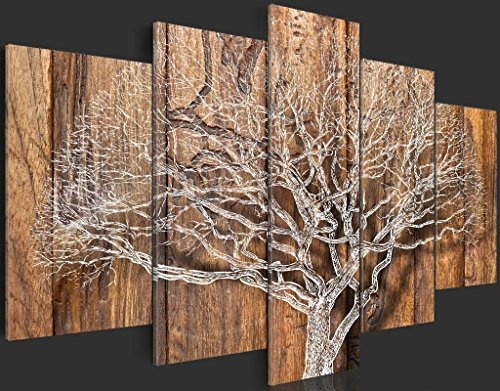 murando - Bilder 200x100 cm Vlies Leinwandbild 5 TLG Kunstdruck modern Wandbilder XXL Wanddekoration Design Wand Bild - Baum Holz Bretter b-C-0046-b-n