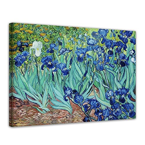 Wandbild Vincent Van Gogh Iris - 50x40cm quer - Alte Meister Berühmte Gemälde Leinwandbild Kunstdruck Bild auf Leinwand