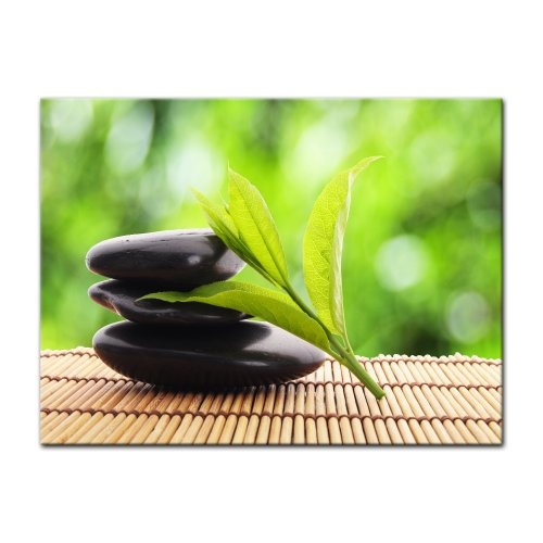 Wandbild - Zen Steine V - Bild auf Leinwand - 80x60 cm 1 teilig - Leinwandbilder - Bilder als Leinwanddruck - Geist & Seele - Asien - Wellness