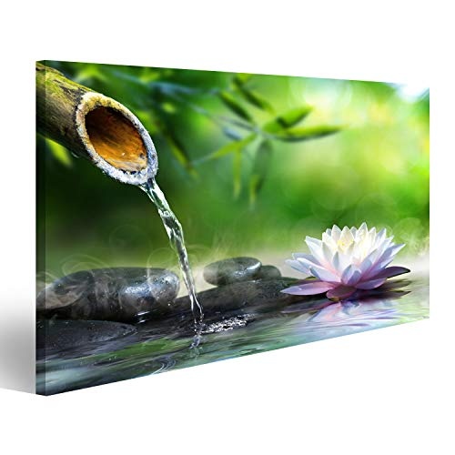 Bild Bilder auf Leinwand Zen-Garten mit Massagesteinen und Seerose Wandbild, Poster, Leinwandbild MZR