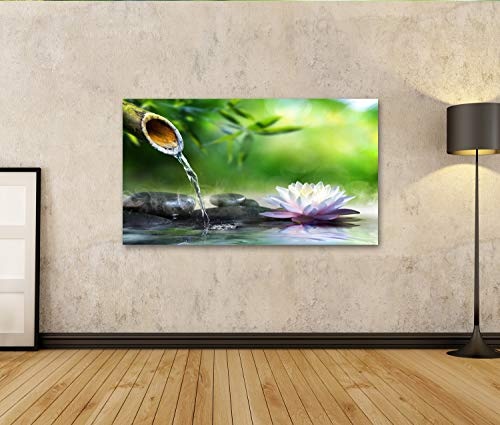 Bild Bilder auf Leinwand Zen-Garten mit Massagesteinen und Seerose Wandbild, Poster, Leinwandbild MZR