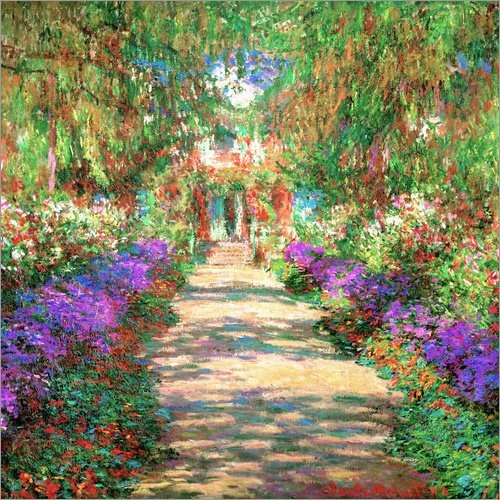 Posterlounge Leinwandbild 50 x 50 cm: Weg in Monets Garten in Giverny von Claude Monet - fertiges Wandbild, Bild auf Keilrahmen, Fertigbild auf echter Leinwand, Leinwanddruck