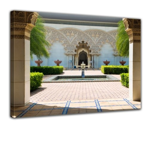 Wandbild - marokkanische Architektur - Putrajaya Malaysia - Bild auf Leinwand - 80x60 cm - Leinwandbilder - Städte & Kulturen - Asien - Kultur - Botanischer Garten - Riad - Innenhof