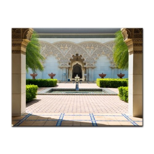 Wandbild - marokkanische Architektur - Putrajaya Malaysia - Bild auf Leinwand - 80x60 cm - Leinwandbilder - Städte & Kulturen - Asien - Kultur - Botanischer Garten - Riad - Innenhof