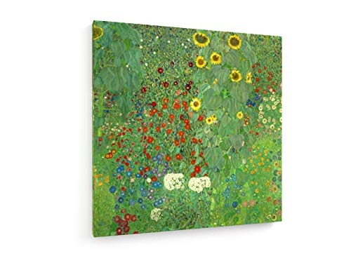 Gustav Klimt - Garten mit Sonnenblumen - 80x80 cm - Leinwandbild auf Keilrahmen - Wand-Bild - Kunst, Gemälde, Foto, Bild auf Leinwand - Alte Meister/Museum