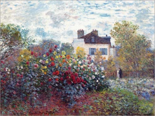 Posterlounge Leinwandbild 130 x 100 cm: Der Garten des Künstlers in Argenteuil von Claude Monet - fertiges Wandbild, Bild auf Keilrahmen, Fertigbild auf echter Leinwand, Leinwanddruck