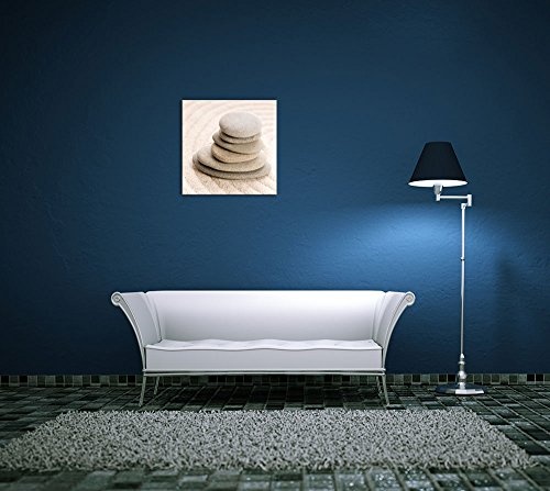 Wandbild - Zen Steine VIII - Bild auf Leinwand - 40 x 40 cm - Leinwandbilder - Bilder als Leinwanddruck - Geist & Seele - Asien - Wellness