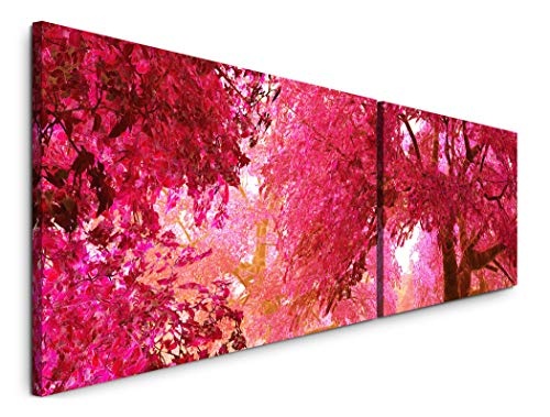 Paul Sinus Art Japanischer Garten 180x50cm - 2 Wandbilder je 50x90cm - Kunstdrucke - Wandbild - Leinwandbilder fertig auf Rahmen