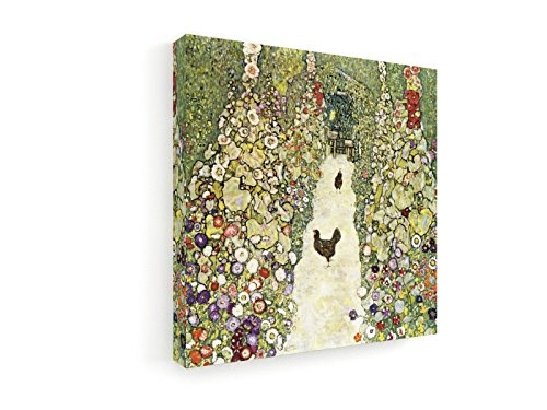 Gustav Klimt - Garten-Weg mit Hühnern - 1916-50x50 cm - Premium Leinwandbild auf Keilrahmen - Wand-Bild - Kunst, Gemälde, Foto, Bild auf Leinwand - Alte Meister/Museum