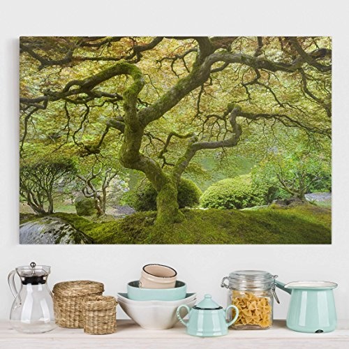 Bilderwelten Leinwandbild - Grüner Japanischer Garten - Quer 2:3, 60cm x 90cm
