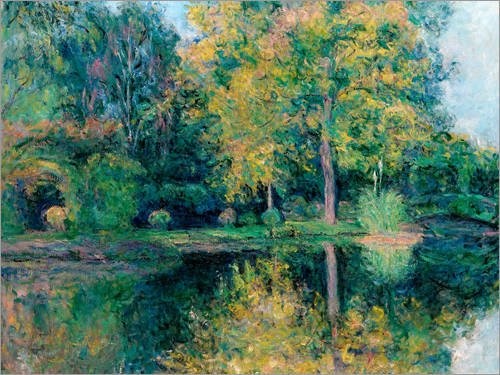Posterlounge Leinwandbild 130 x 100 cm: Der Teich von Claude Monets Garten von Blanche Hoschede-Monet - fertiges Wandbild, Bild auf Keilrahmen, Fertigbild auf echter Leinwand, Leinwanddruck