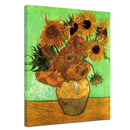 Leinwandbild Vincent Van Gogh Zwölf Sonnenblumen - 90x120cm hochkant - Alte Meister Keilrahmenbild Leinwandbild Alte Meister Gemälde Kunstdruck Bild auf Leinwand