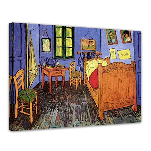 Wandbild Vincent Van Gogh Vincents Schlafzimmer in Arles - 80x60cm quer - Alte Meister Berühmte Gemälde Leinwandbild Kunstdruck Bild auf Leinwand