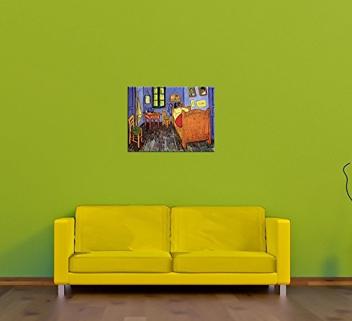 Wandbild Vincent Van Gogh Vincents Schlafzimmer in Arles - 80x60cm quer - Alte Meister Berühmte Gemälde Leinwandbild Kunstdruck Bild auf Leinwand