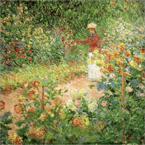 Posterlounge Leinwandbild 100 x 100 cm: Garten in Giverny von Claude Monet/akg-Images - fertiges Wandbild, Bild auf Keilrahmen, Fertigbild auf echter Leinwand, Leinwanddruck