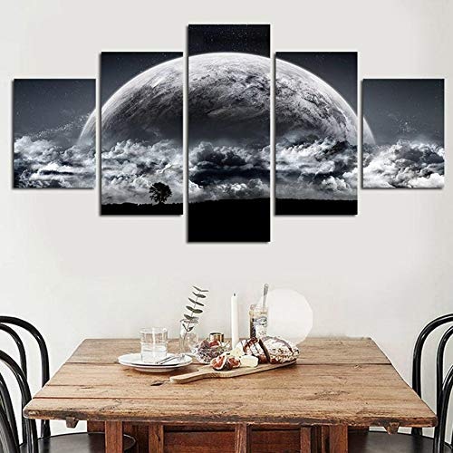 OHHCO Leinwanddrucke Leinwandbild Home Decoration Mai Licht In Den Wolken Meer Malerei Planeten Wandkunst Baum Schatten Poster