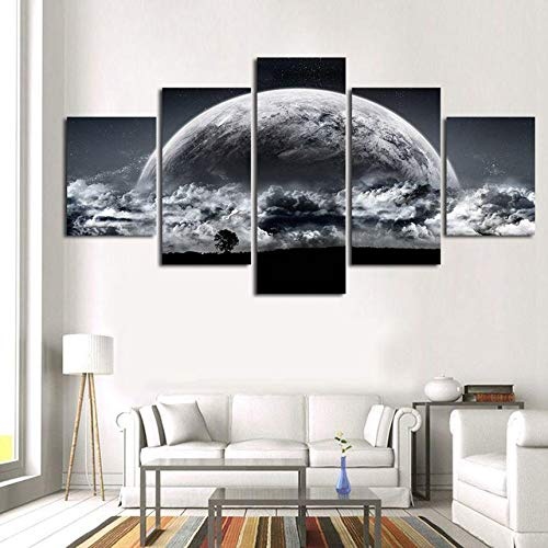 OHHCO Leinwanddrucke Leinwandbild Home Decoration Mai Licht In Den Wolken Meer Malerei Planeten Wandkunst Baum Schatten Poster