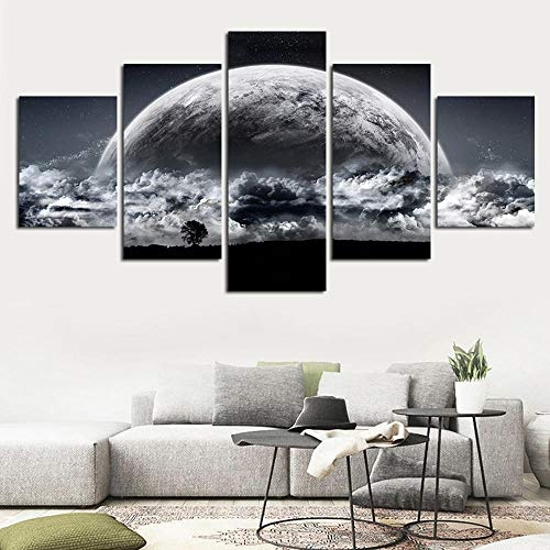 OHHCO Leinwanddrucke Leinwandbild Home Decoration Mai Licht In Den Wolken Meer Malerei Planeten Wandkunst Baum Schatten Poster